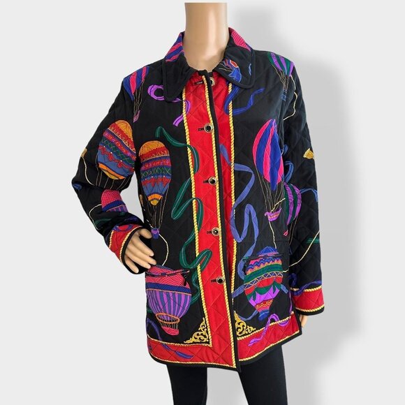CARLISLE‎ Balloon Print Silk Printed Jacket Coat